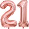 40 Inch Rose Gold 21 Number Balloons Giant Jumbo Huge 12 or 21 Foil Mylar Helium (Rose Gold 21)